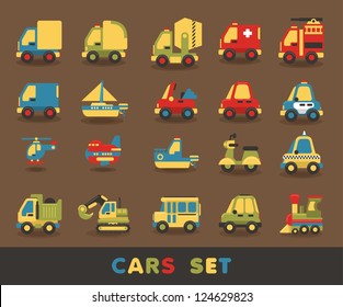 colorful car set, vector elements