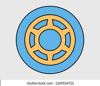 Colorful Car tear Icon on gray background. 