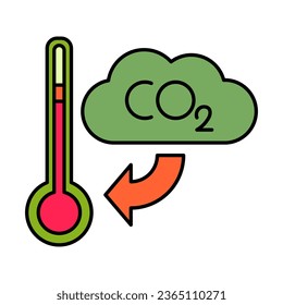 colorido dióxido de carbono aumenta la temperatura en el fondo blanco, diseño de iconos para aplicaciones, presentación, banner, signo, símbolo, logotipo. Concepto de icono de inteligencia artificial. ilustración vectorial.