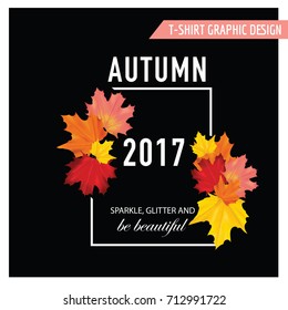 Colorful Card or Banner with Autumn Leaves in Vector with place for Text