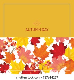 Colorful Card or Banner with Autumn Leaves in Vector with place for Text