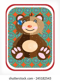 Colorful card - brown, happy teddy bear