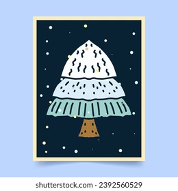  Farbige Karte mit Weihnachtsbaum-Vektorgrafik