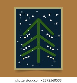  Colorful card with christmas tree vector