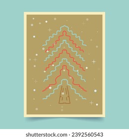  Colorful card with christmas tree vector