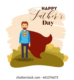 colorful card with dad super hero on the fathers day vector illustration