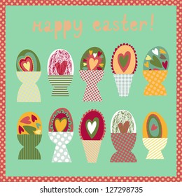 Colorful card with Easter egg cups