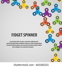 Colorful card with fidget spinner text info isolated on white background vector illustration
