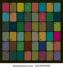 Colorful card have random number overlap transparent with riso print effect vector illustration on dark background.