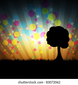 Colorful card with nature