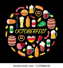 Colorful card for October beer festival. Vector illustration.