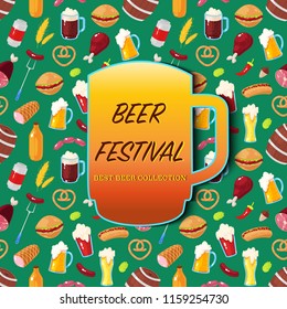 Colorful card for October beer festival. Vector illustration.