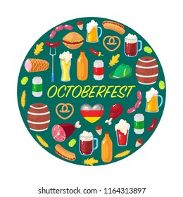 Colorful card for October beer festival. Vector illustration.