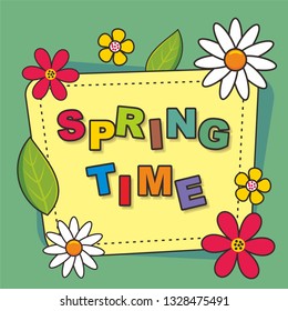 Colorful card template with flower decoration 