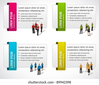 Colorful cards with business people