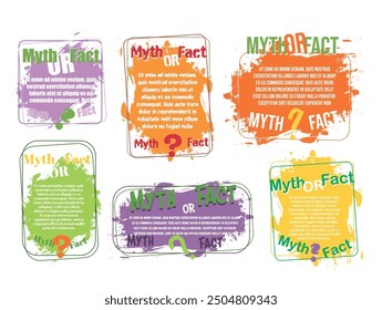 Colorful cards display statements labeled as Myth or Fact regarding health topics, designed to engage viewers in discerning truth from misinformation.