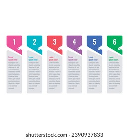 colorful cards infographic template. six steps infographic template. education, internet, annual report, business, magazine infographic template