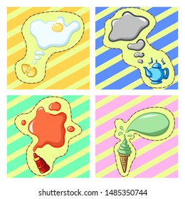 Colorful cards with speech bubbles drawn by hand in vector