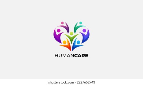 Colorful care logo design. Foundation or community logo design