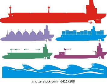 Colorful cargo ship image collection