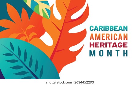 Colorful caribbean american heritage month celebration illustration with tropical leaves