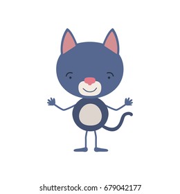 colorful caricature of cute cat tranquility expression vector illustration
