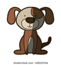 colorful caricature with cute dog vector illustration