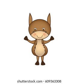 colorful caricature cute donkey animal farm icon vector illustration