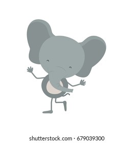colorful caricature with cute elephant dancing vector illustration
