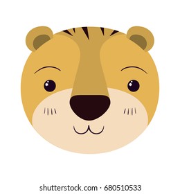 colorful caricature cute face of tiger tranquility expression vector illustration
