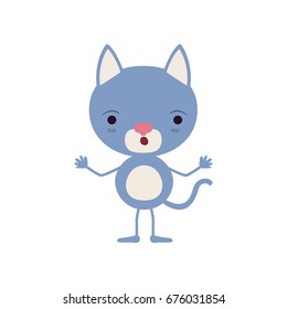 colorful caricature of cute kitten astonished expression vector illustration