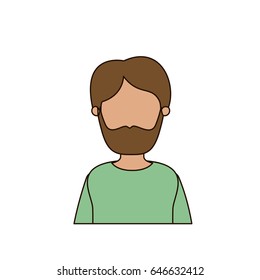 colorful caricature faceless front view half body man bearded vector illustration