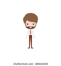 colorful caricature groom guy in wedding formal suit with beard and mustache vector illustration