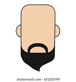 colorful caricature image faceless front view bald man with beard