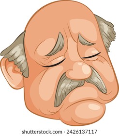 Colorful caricature of a sad old man's face