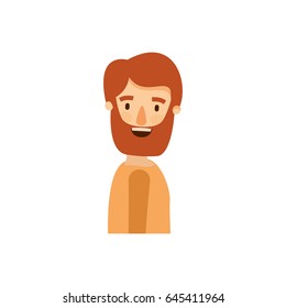 colorful caricature side view half body man bearded vector illustration