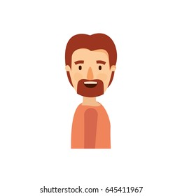colorful caricature side view man with moustache and beard vector illustration