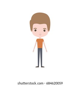 colorful caricature thin guy in clothes with hairstyle vector illustration