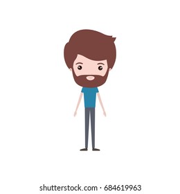 colorful caricature thin man bearded in clothes with hairstyle vector illustration