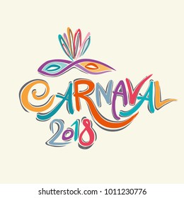 Colorful Carnaval 2018 Title with Colorful Mask.