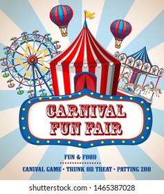 Colorful carnival funfair banner illustration