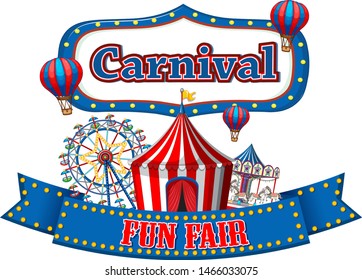 Colorful carnival funfair banner illustration