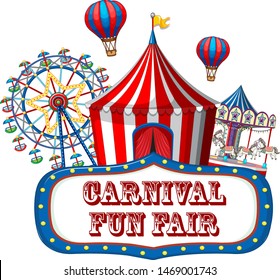 Colorful carnival funfair banner illustration