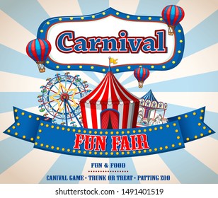 Colorful carnival funfair banner illustration