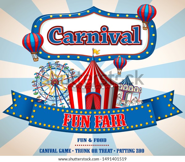Colorful Carnival Funfair Banner Illustration Stock Vector (Royalty ...