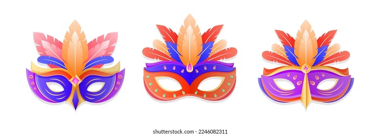 Colorful Carnival mask circus festival vector collection