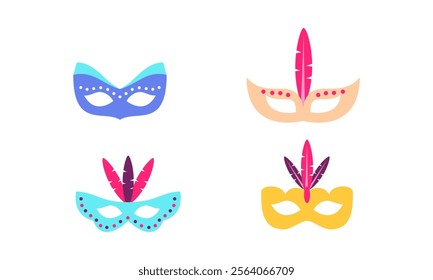 Colorful Carnival mask circus festival vector collection