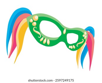 Colorful carnival mask with feathers of various colors.