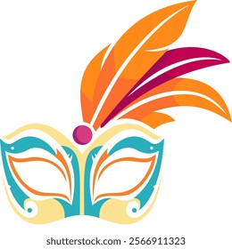 Colorful Carnival Mask With Vibrant Feathers and Ornate Design