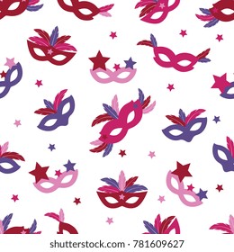 colorful carnival masks seamless pattern